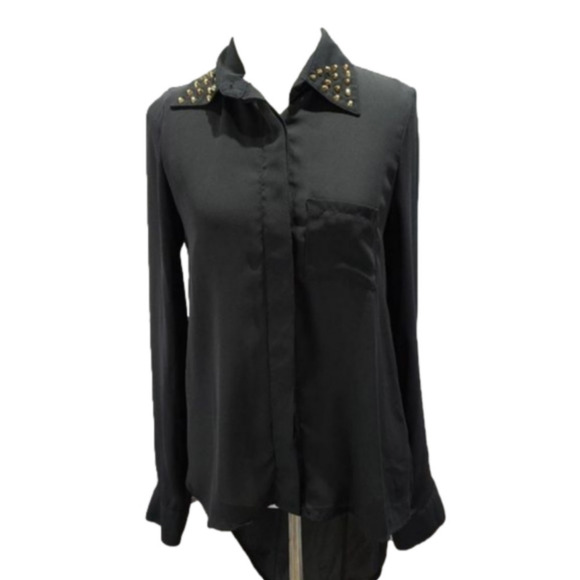 Glamdollz black long sleeve button down - Picture 1 of 14